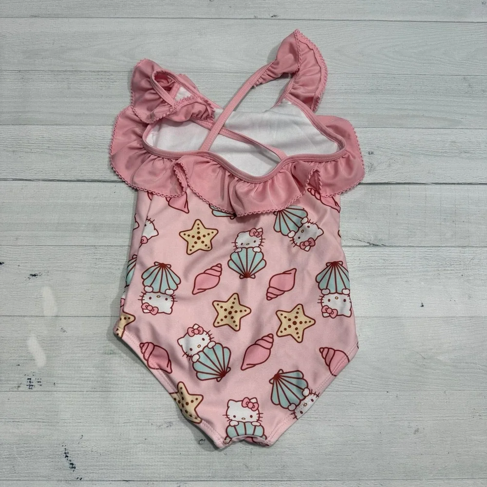 Hello Kitty girls light pink seashell one piece swim suit 5T